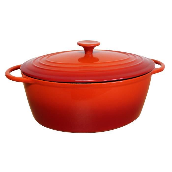 BAUMALU Cocotte fonte ovale - 29 cm - Rouge dégradé Tradition