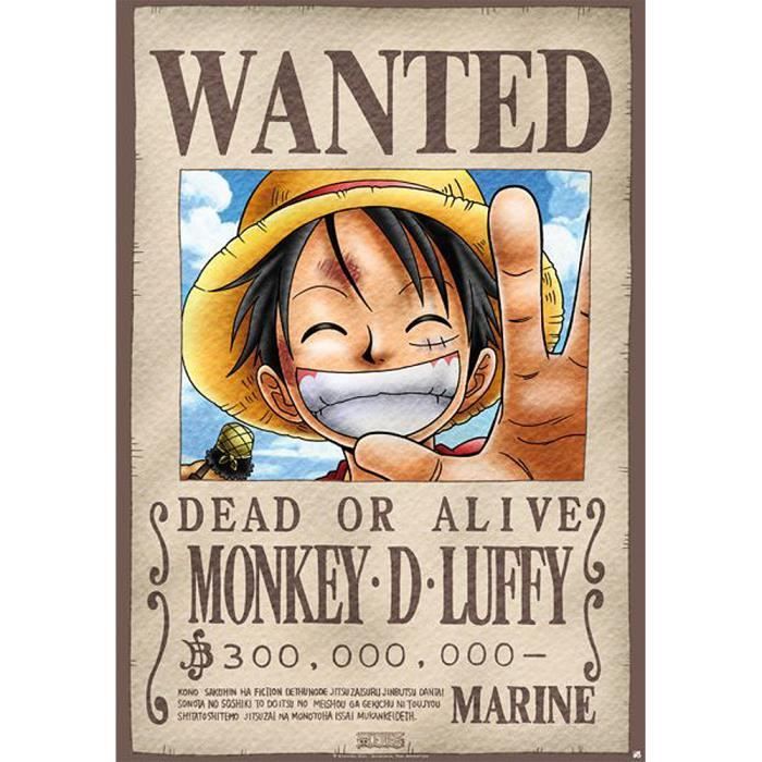 Poster d'une Piece Wanted Monkey D. Luffy Dead or Alive.
