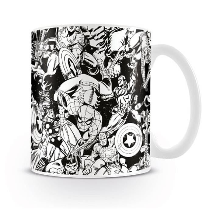 Tasse Marvel Comics -rétro- blanc, imprimé, en céramique, capacité environ 320 ml., emballage cadeau cartonné.