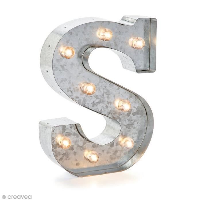 Lettre lumineuse en métal vintage S - 25 x 18,5 x 4,5 cm