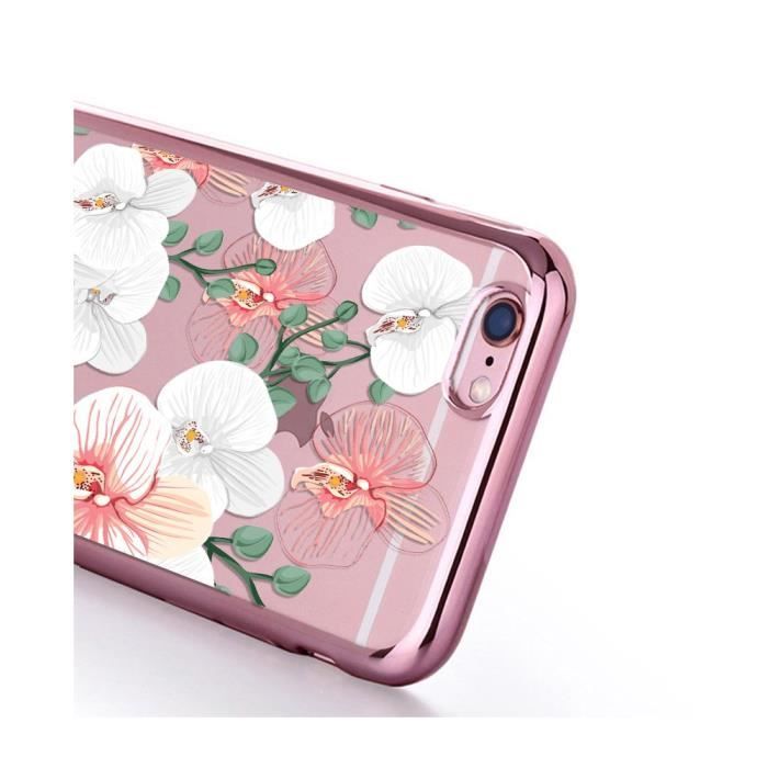 Coque pour iPhone 6 Plus / 6S Plus bumper rose gold Orchidées Ecriture Tendance et Design Evetane