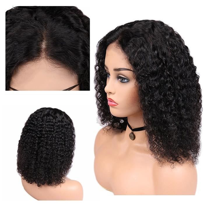 12pouce Bob court bouclés perruque de cheveux humains 4X4 Bob résilien crépus bouclés perruque