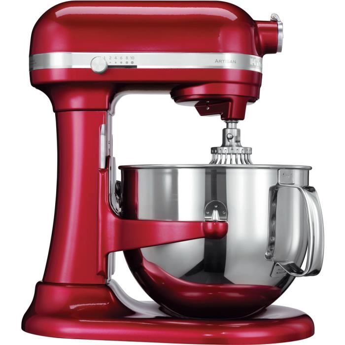 KitchenAid 5KSM7580X, 6,9 L, Rouge, 200 tr-min, Acier inoxydable, 500 W, 220 - 240