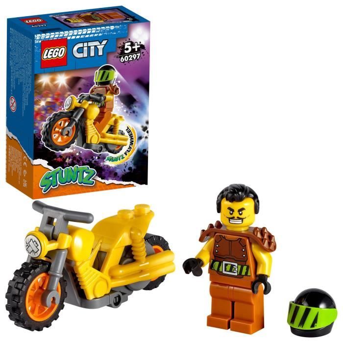 LEGO® 60297 City Stuntz La Moto de Cascade Démolition, Ensemble Moto Jouet à Rétrofriction pour Enfants +5 ans avec Figurine Wallop