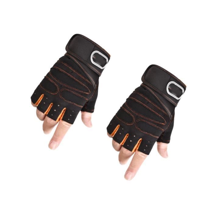 1 paire de gants de sport à demi-doigt, équitation, de musculation, pratiques (orange noir, taille) GANTS - SOUS-GANTS