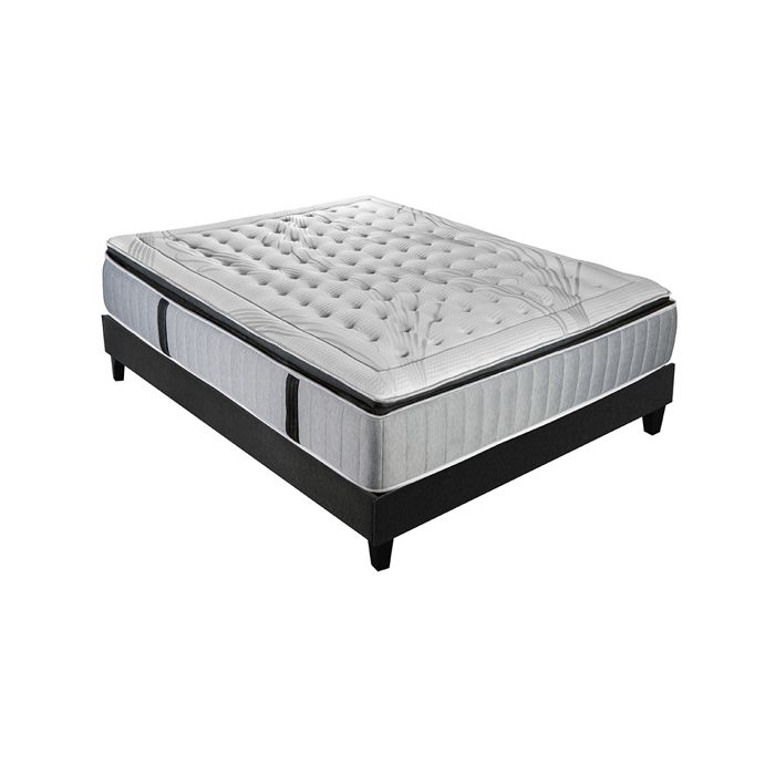 OLYMPE - Ensemble matelas Phigalie avec sommier en bois - 160x200 cm 160 x 200 cm Blanc