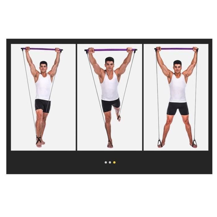 Bâton de fitness Pilates, bande de résistance au yoga, corde de traction en plastique, violet