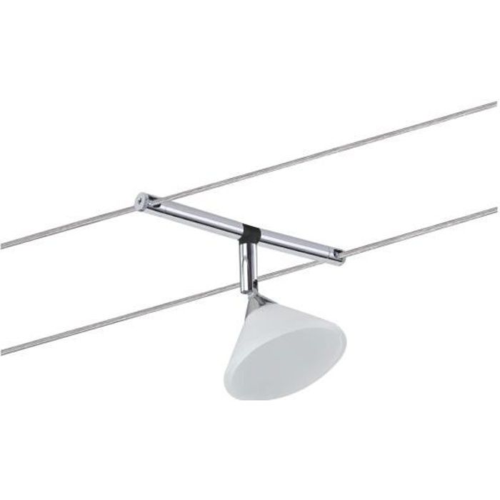 Paulmann 94138 Système de câbles Spots Colmar, max. 1x10W, GU4, Chrome / satiné, 12V, Métal/verre
