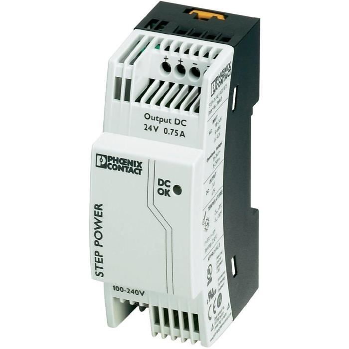 Bloc d'alimentation à découpage pour rails DIN 24 V/DC / 0,75 A / 18 W Phoenix Contact STEP-PS/1AC/24DC/0.75