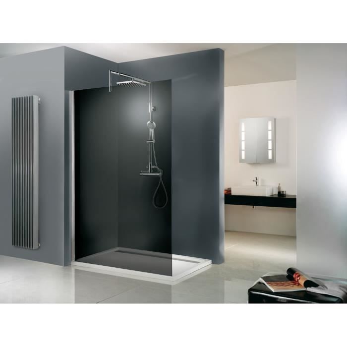 Paroi de douche fixe à l'italienne 120x200 cm, Walk In Free, verre fumé, profilé aspect chromé, Schulte