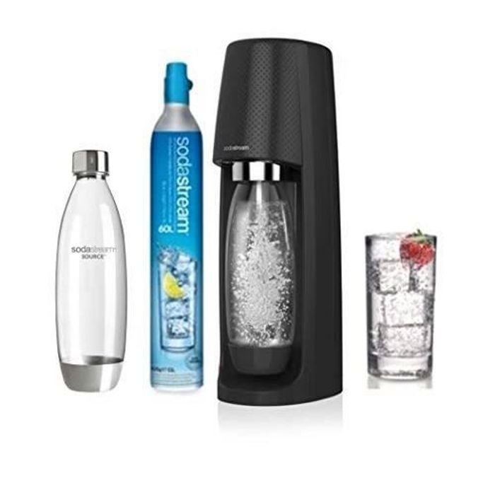 sodastream Pack SPIRITNFUSE-Ma à Eau pétillante + 2 Bouteilles, Plastique + Pet, Noire, 19,5 x 19,5 x 43,5 cm