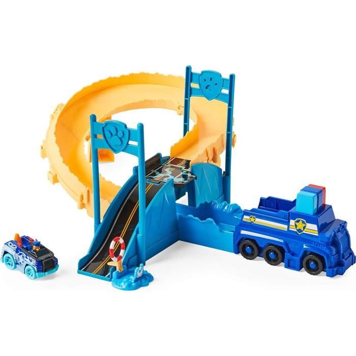 PAT PATROUILLE - PLAYSET POLICE TRUE METAL Paw Patrol - Circuit et Rampe Intégrés + 1 Véhicule Chase - 6062097 - Jouet Enfant 4 Ans+