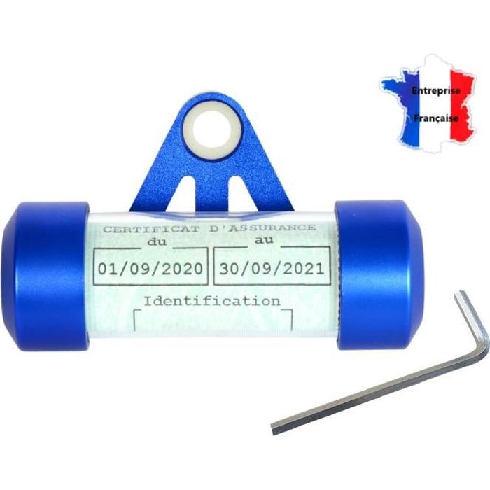 Porte Vignette Assurance Moto Tube, Accessoire Scooter/Moto Support De Vignette Assurance Etanche Bleu 50x30 mm d'affichage Moto