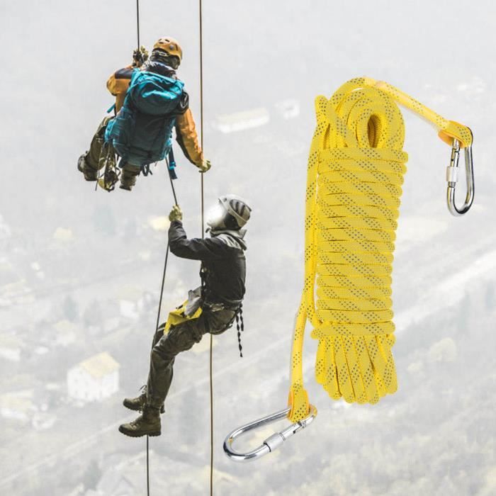 ABI 20m Corde d'Escalade pour Escalader Parachute Robuste jaune tout neuf