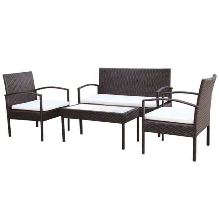 Jeu de canapés de jardin 7 pcs Salon de jardin Marron Résine tressée