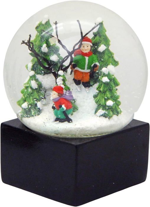 Objet Déco Festif Maison Glamour-Line - 20051 - Boule à Neige - Motif Cerf Blanc Sur Socle Cuivré Doré - Avec Boîte à Musique - Glamour-Line - Hauteur : 14 Cm
