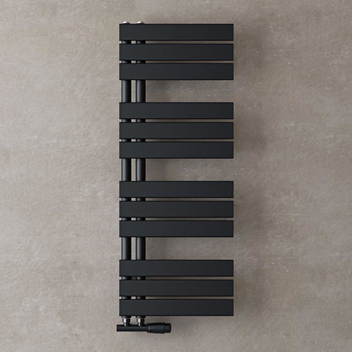 Sogood Radiateur de Salle de Bain Sèche-Serviette 104x40cm Radiateur à Eau Chaude ou Électrique Gris Noir Sèche-Serviettes Design