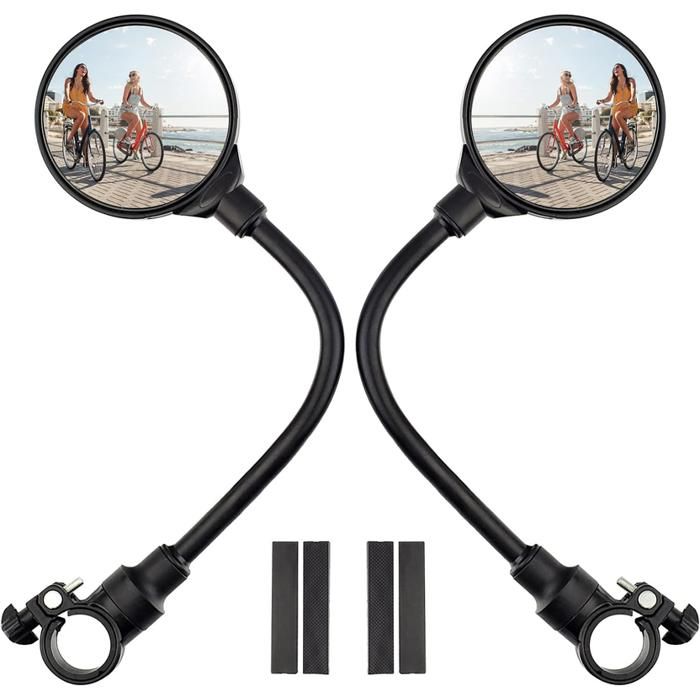 2 Rétroviseurs Vélo Convexes HD 360° – Miroirs Arrière Réglables Pour Vélo, Trottinette Électrique, Scooter