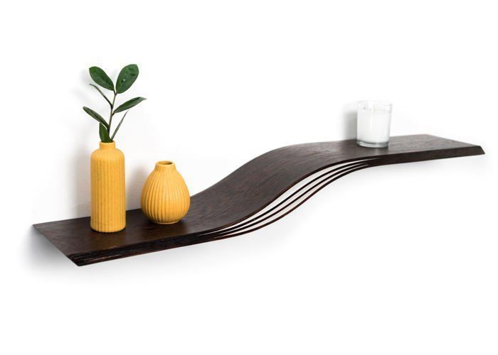Etagère murale flottante - EWART WOODS - En bois wengé 60 cm - Design moderne courbé