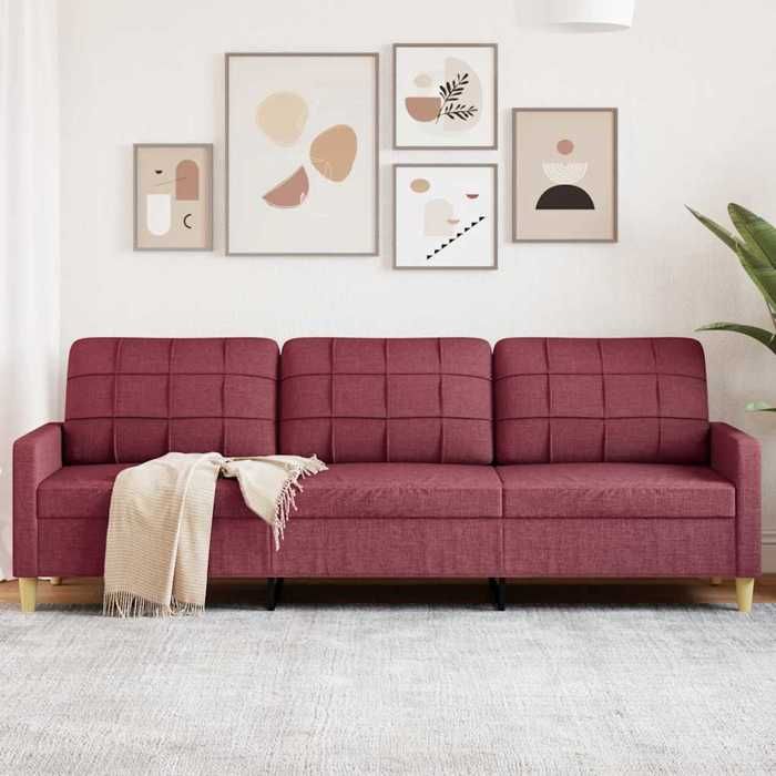 vidaXL Canapé à 3 places Rouge bordeaux 210 cm Tissu canapé canapé de salon canapé à trois places canapé rembourré 4007420
