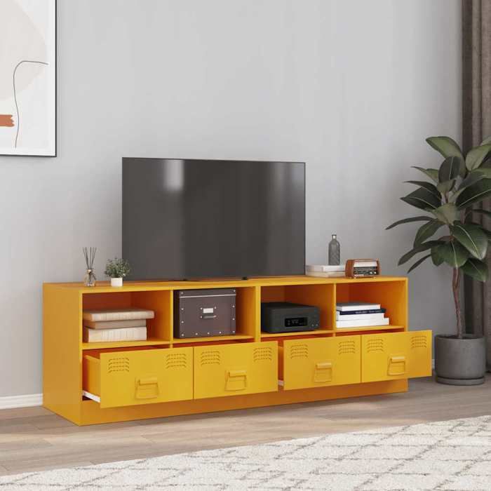 vidaXL Meubles TV 2 pcs jaune moutarde 67x39x44 cm acier 841746