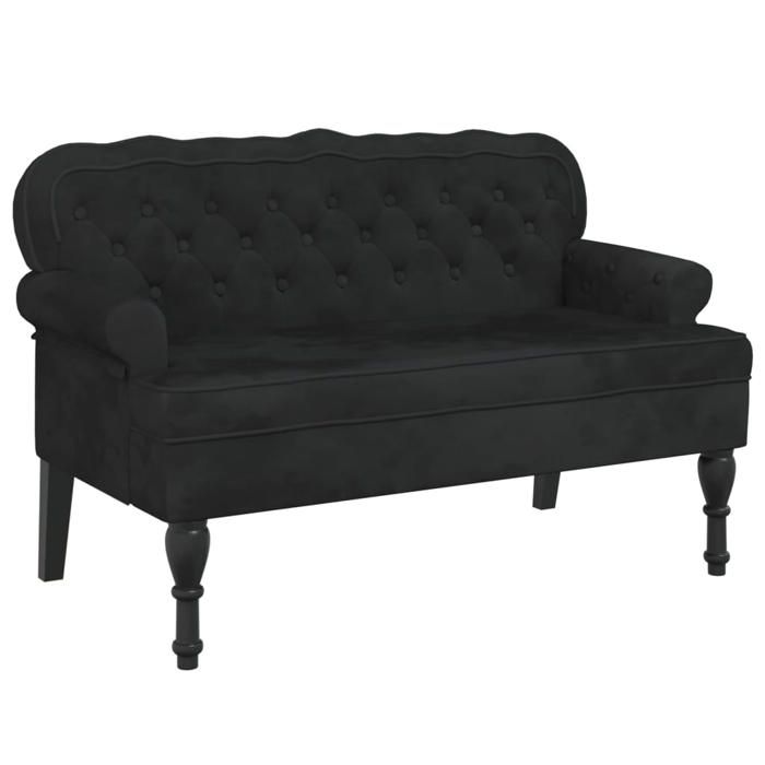 Banquette banc canape avec dossier capitonne 1195 x 645 x 75 cm en velours noir DEC024656