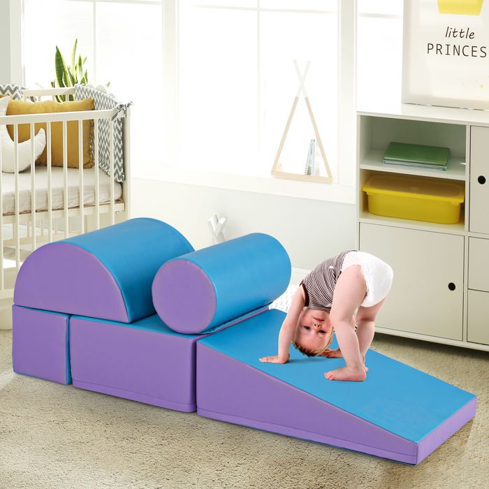 Module de Motricité bébé 5PCS - DREAMADE - Jeu dassemblage - Jouet éducatif - PU à Base deau et EPE - Violet+Bleu