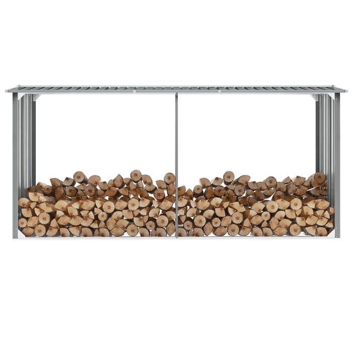 SALE 2025Étagère pour Bois de Cheminée VIDAXL - Abri de stockage de bois Acier galvanisé 330x92x153 cm Gris chill329933