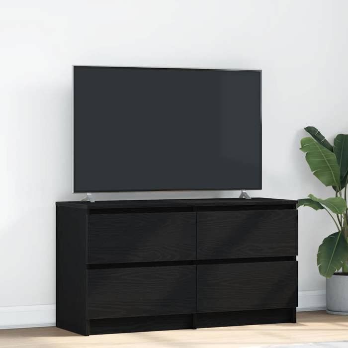 vidaXL Meuble TV noir 100x35x54 cm bois dingénierie banc tv meuble hifi centre de divertissement buffet tv meuble 861797