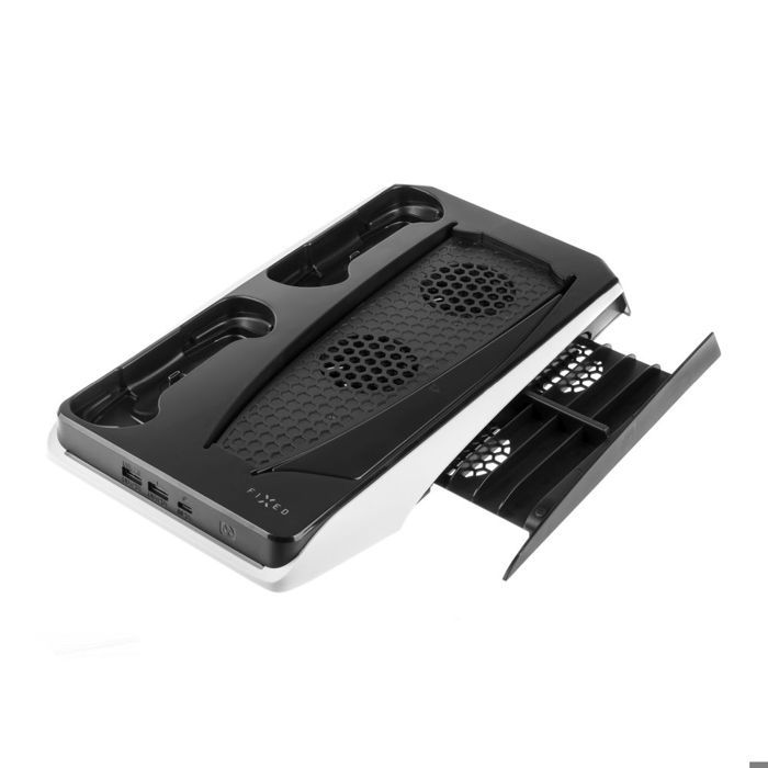 Support PS5 - FIXED - FIXPS5-MCS-BW - Chargement manette - Refroidissement actif - 2x USB