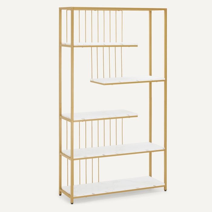 BarberPub bibliothèque étagère sur pied à 5 niveaux étagère pour bureau salon chambre cuisine 30x100x180cm 5177