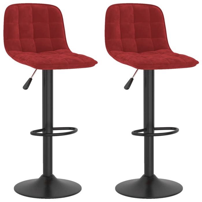 Chaises de bar CLOUD lot de 2 Tabourets Hauts Siège Haut rouge bordeaux velours LV675