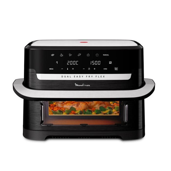 Moulinex Easy Fry Dual Flex Air Fryer Tiroir de 9 L pour 8 personnes Double zone Séparateur amovible 7 programmes