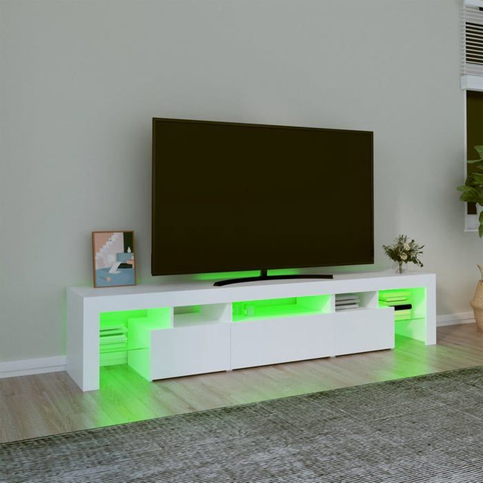 XINWO Meuble TV，Armoire TV Banc TV - avec lumières LED - Blanc 200x36 5x40 cm @511
