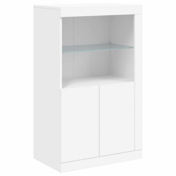Armoire latérale avec éclairage LED - vidaXL - Blanc - Bois dingénierie - 60.5x37x100 cm - Éclairage LED RVB