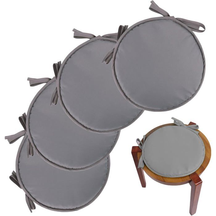 Lot de 4 coussins ronds Ø30 cm 2 sangles couleur unie usage int/ext