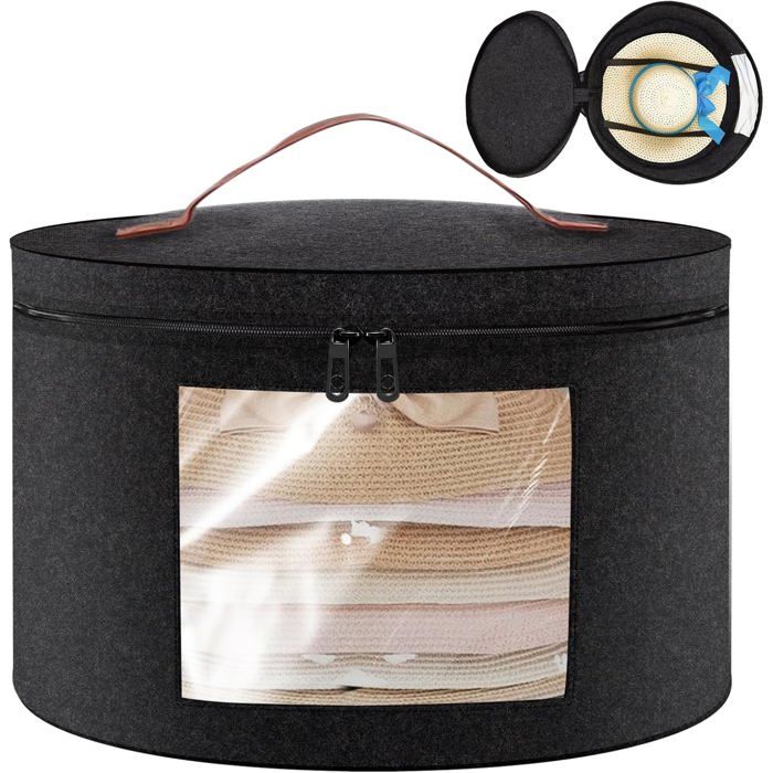 Grande Boite Chapeau Ronde avec Couvercle Boite A Chapeau De Voyage Ronde 43 x 26cm Boite À Chapeaux Pliables Tissu Organisateur