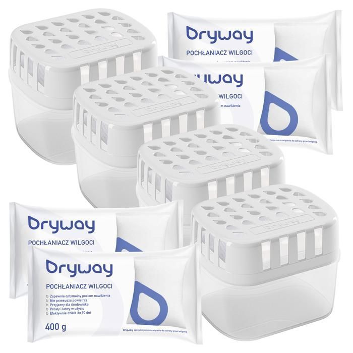 4x Refiller ABSORBEUR D'HUMIDITÉ - Dryway- blanc - Inclus 4 sachets de ...