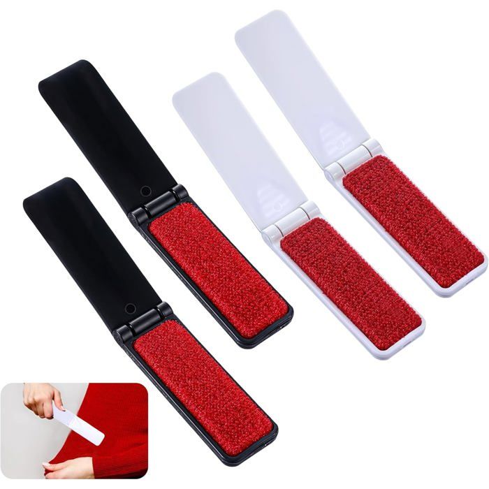 Lot de 4 brosses de voyage pliables pour enlever les peluches et les