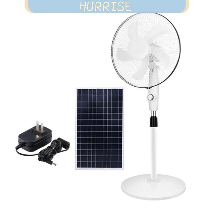 LIU 7708726281569 ventilateur de sol Ventilateur sur pied debout en plastique Rechargeable (avec chargeur et panneau solaire) - Tbest