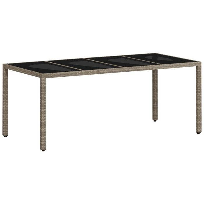 Sales Season Table de jardin 1 PC - SWEETY - Table de Repas - dessus en verre - gris clair résine tressée - 2/4 personne6390641
