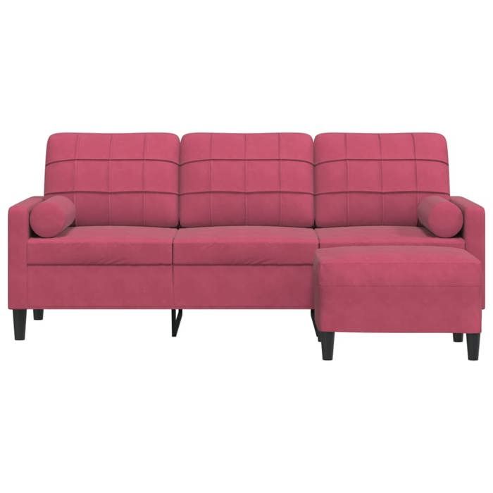 SHELL© SOFA-Canapé salon - 3 places - (par siège) : 110 kg - et repose-pieds - Rouge bordeaux 180 cm Velours C4550