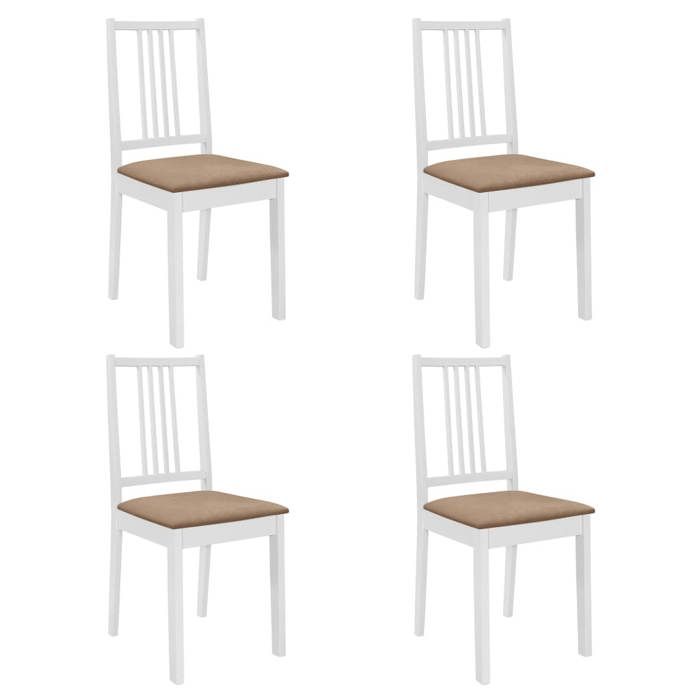Blanc Chaises à manger avec coussins lot de 4 blanc bois solide - Chaise de repas H15918