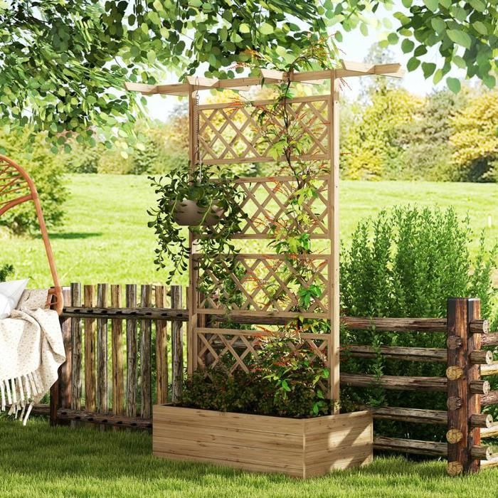 jardini-re-sur-lev-e-en-bois-avec-toit-support-pour-plantes-grimpantes