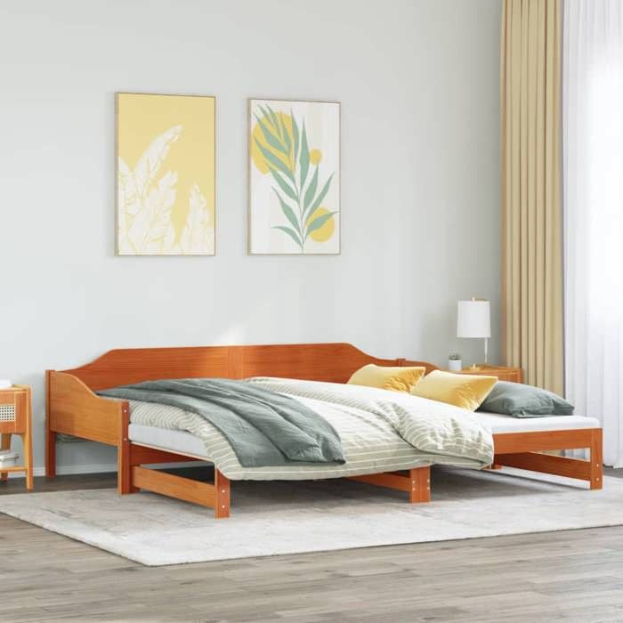 Structure de lit 90x190cm VIDAXL CHIC Lit de jour pour salon et lit gigogne sans matelas  bois massif L6799