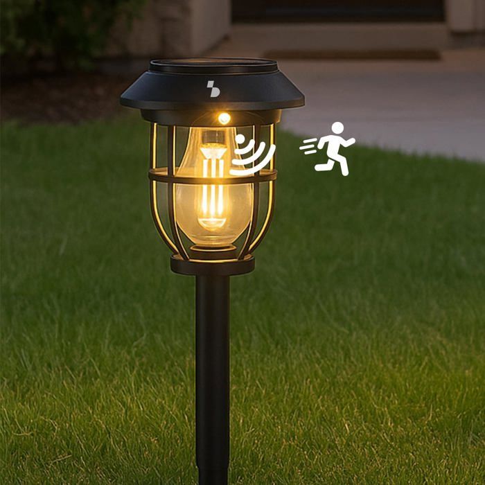 Lampe solaire de jardin - CACTOSE - Détecteur de mouvement - Éclairage solaire automatique - 3 modes déclairage
