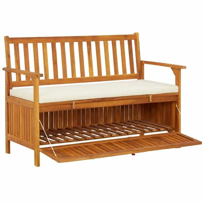 Banc de rangement de jardin Moderne - NGM - Coffre dextérieur - Charge 100kg - Bois dacacia solide 120x63x84cm B90711
