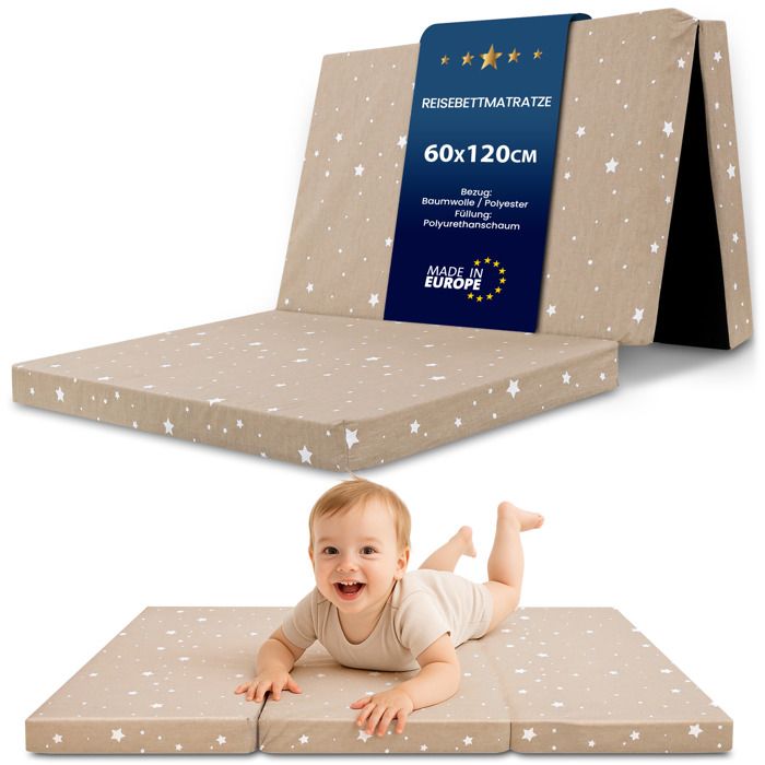 Matelas bebe pliable 60x120 cm pour lit - matelas bébé pour lits parapluie sol enfant et respirant en mousse 60 x 120 cm Étoiles B