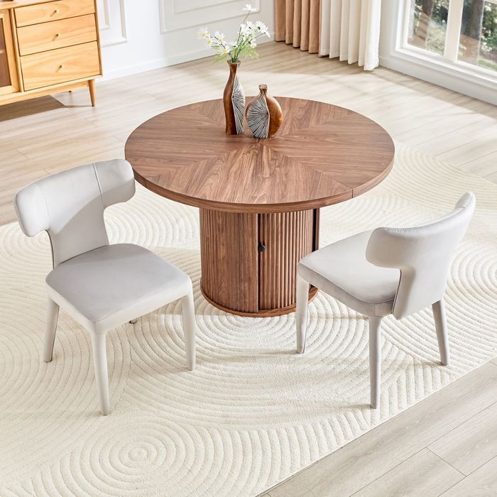 Chaise de salle à manger - SOGEU - Lot de 2 - Dossier en T - Assise tissu rembourrée - Piètement métal 4 pieds