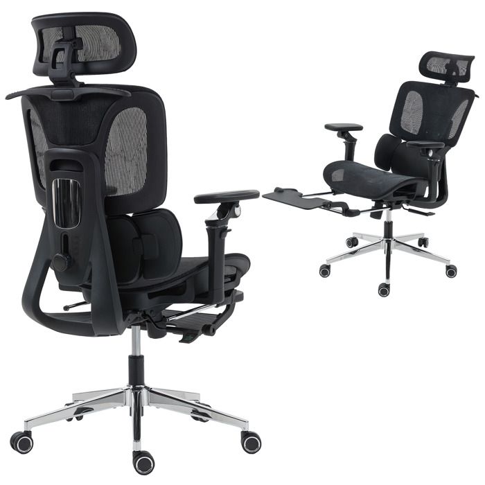 Chaise de bureau ergonomique - MINIMAL - HOMCOM - Accoudoirs 6D - Appui-tête réglable - Support lombaire 3 niveaux Chaise de bureau ergonomique - MINIMAL - HOMCOM - Accoudoirs 6D - Appui-tête réglable - Support lombaire 3 niveaux